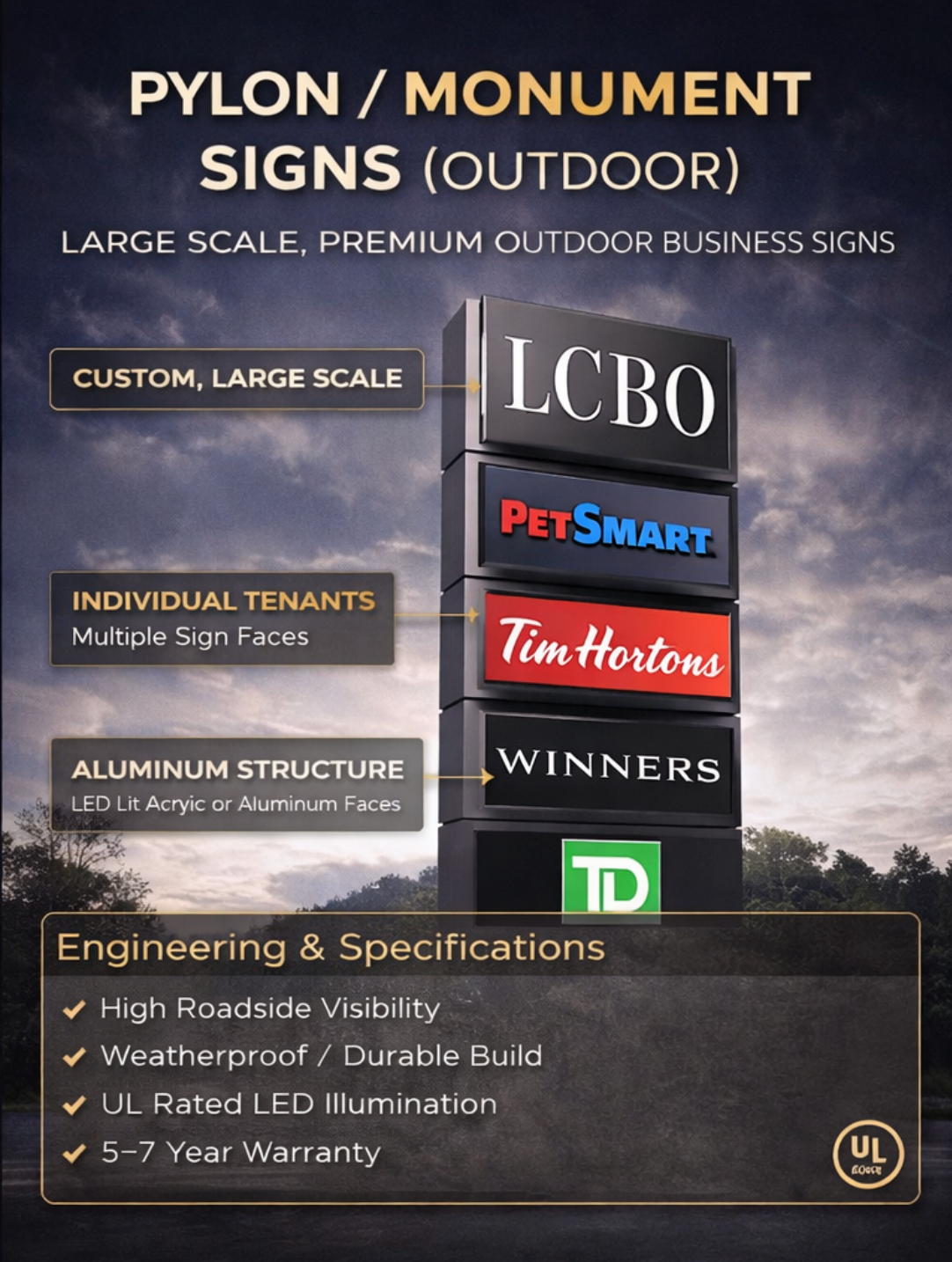 Pylon and monument outdoor signs example