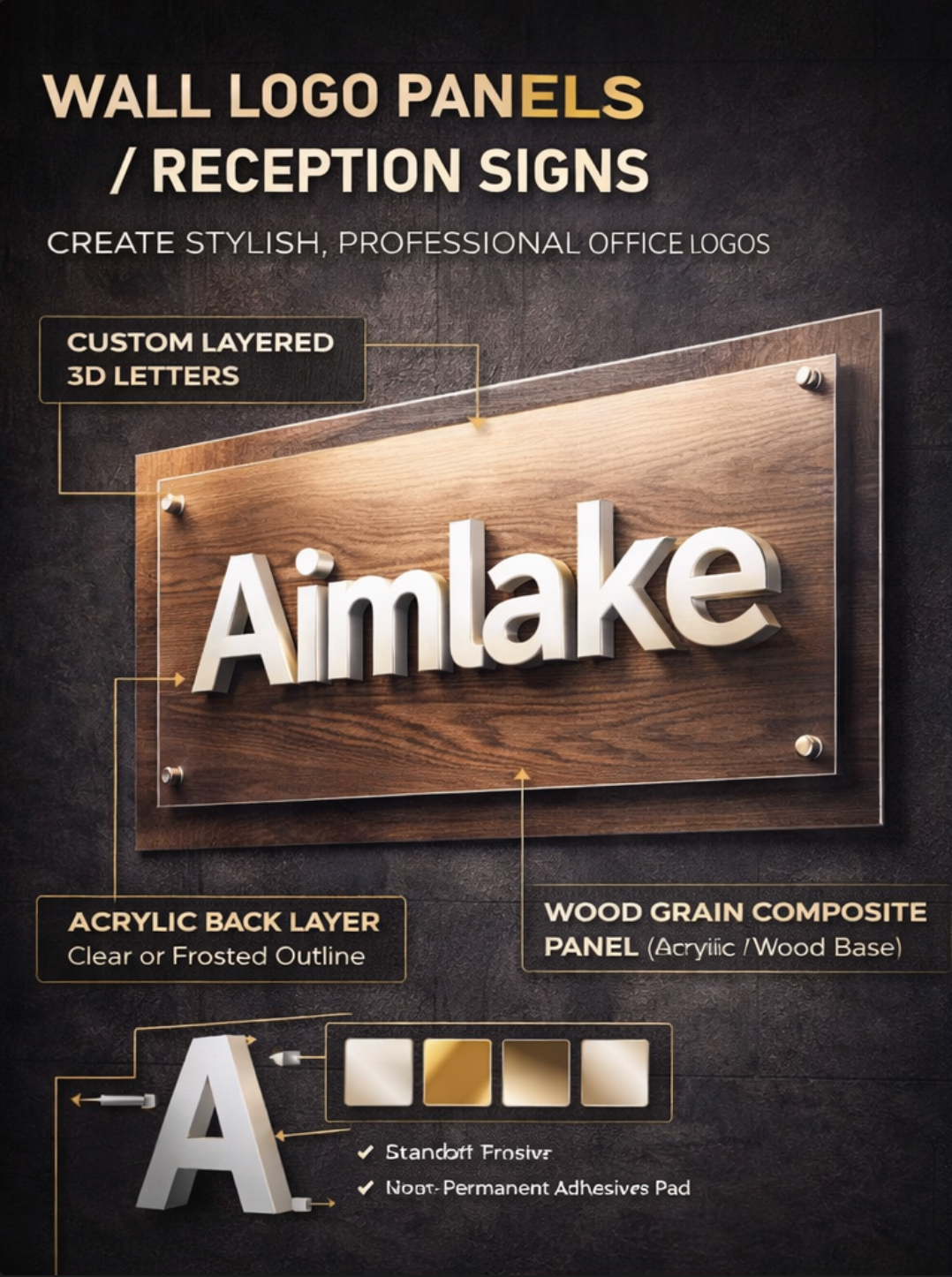 Wall logo panels and reception signs example